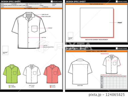 CAMP BUTTON SIDE SLIT SHIRT EASY EDITABLE EMPTY TECHPACK MEASUREMENT LAYOUT TEMPLATE DESIGN.eps CAMP BUTTON SIDE SLIT SHIRT EASY EDITABLE EMPTY TECHPACK MEASUREMENT LAYOUT TEMPLATE DESIGN.eps 124865825