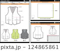 BUTTON WAISTCOAT VEST EASY EDITABLE EMPTY TECHPACK MEASUREMENT LAYOUT TEMPLATE DESIGN.eps 124865861