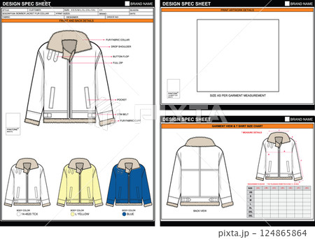 BOMBER JACKET FUR COLLAR EASY EDITABLE EMPTY TECHPACK MEASUREMENT LAYOUT TEMPLATE DESIGN.eps BOMBER JACKET FUR COLLAR EASY EDITABLE EMPTY TECHPACK MEASUREMENT LAYOUT TEMPLATE DESIGN.eps 124865864