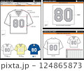 AMERICAN FOOTBALL JERSEY EASY EDITABLE EMPTY TECHPACK MEASUREMENT LAYOUT TEMPLATE 124865873