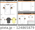 REGULAR SHORT SLEEVE EASY EDITABLE EMPTY TECHPACK MEASUREMENT LAYOUT TEMPLATE DESIGN.eps 124865879