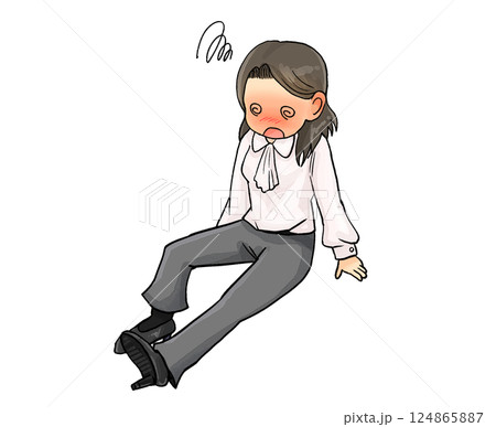 熱中症などで座り込む体調不良の手ぶらのキャリアウーマン 熱中症などで座り込む体調不良の手ぶらのキャリアウーマン 124865887