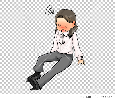 熱中症などで座り込む体調不良の手ぶらのキャリアウーマン 熱中症などで座り込む体調不良の手ぶらのキャリアウーマン 124865887