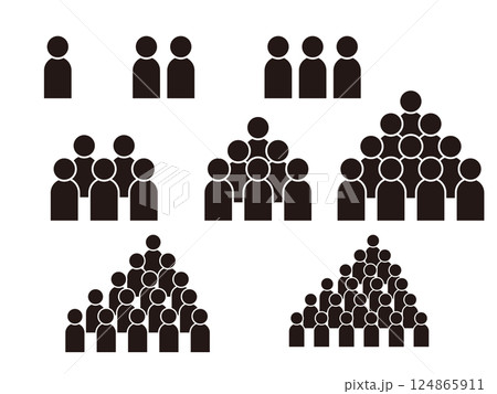 モノクロの人物アイコン たくさん セット モノクロの人物アイコン たくさん セット 124865911