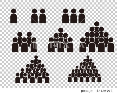 モノクロの人物アイコン たくさん セット モノクロの人物アイコン たくさん セット 124865911