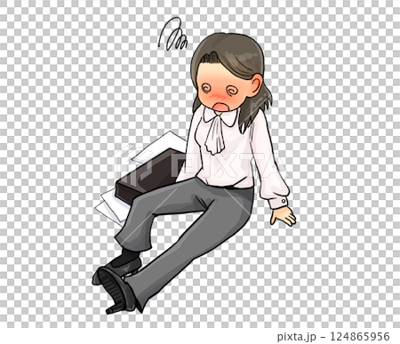 身體不好、因中暑而久坐的職業女性 身體不好、因中暑而久坐的職業女性 124865956