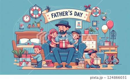 ステイホームでおうち時間を過ごすことをイメージしたイラスト ステイホームでおうち時間を過ごすことをイメージしたイラスト 124866031