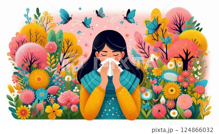 花粉症の少女 124866032