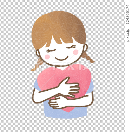 A girl holding a heart 124866174