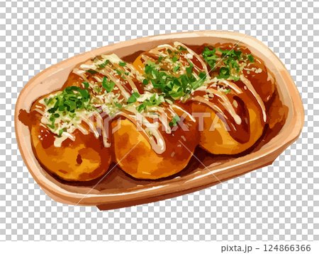 水彩で描いたたこ焼きのイラスト 生成AI 水彩で描いたたこ焼きのイラスト 生成AI 124866366