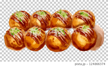 章魚燒水彩插畫 - AI生成 124866374