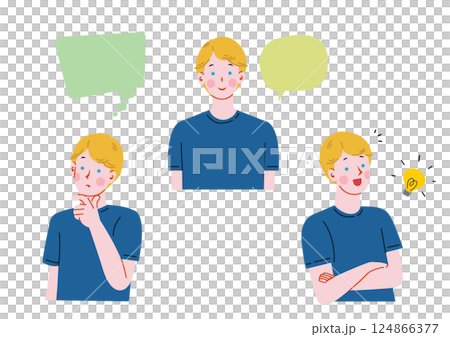 白人男性面部表情插圖集 124866377