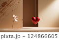 White Flower Beside Red Heart Symbol of Love 124866605