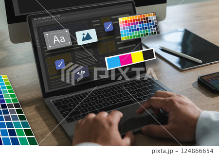Web Design A developer designs a responsive  124866654