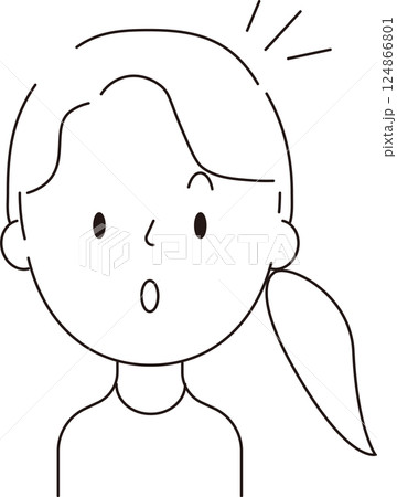 ポニーテールの女性　驚く 124866801