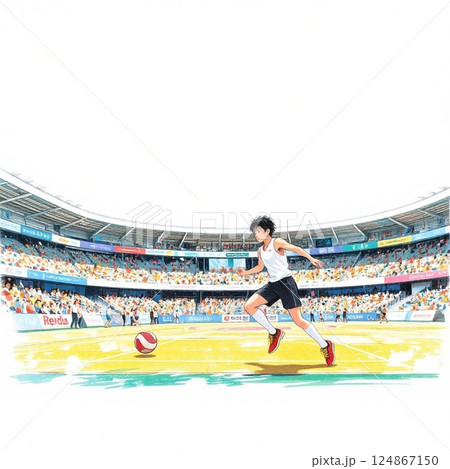 運動会でゴールする男性 124867150