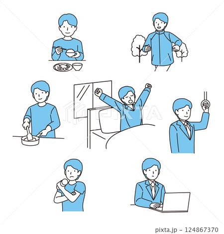 生活サイクルのイラストセット 生活サイクルのイラストセット 124867370