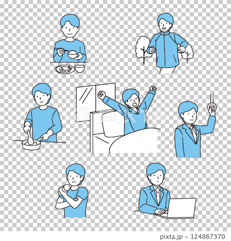 生活サイクルのイラストセット 生活サイクルのイラストセット 124867370