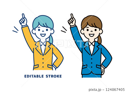 トップを目指す、若い女性会社員のベクターイラスト素材_線の編集可能 トップを目指す、若い女性会社員のベクターイラスト素材_線の編集可能 124867405