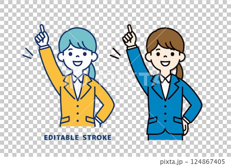 トップを目指す、若い女性会社員のベクターイラスト素材_線の編集可能 トップを目指す、若い女性会社員のベクターイラスト素材_線の編集可能 124867405