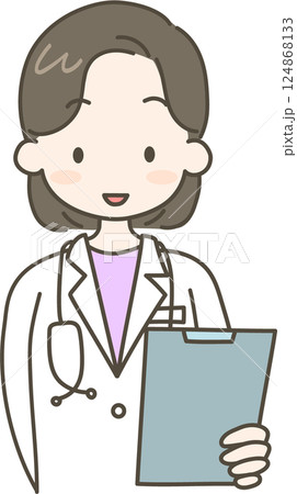 資料を持つ女性医師のイラスト 124868133