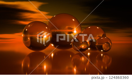 Transparent large balls on glass Transparent large balls on glass 124868360