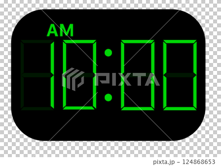 AM digital clock 10 o'clock 124868653