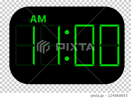 AM digital clock 11 o'clock 124868655