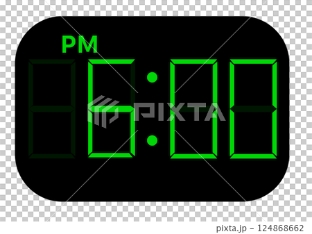 PM digital clock 6 o'clock PM digital clock 6 o'clock 124868662