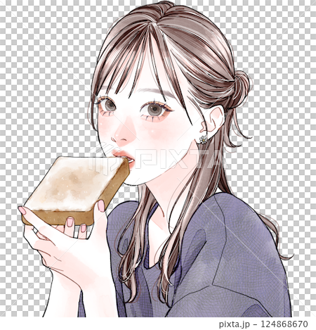 Woman eating toast 124868670