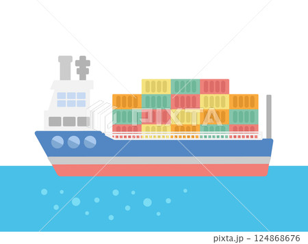 貨物船 イラスト 貨物船 イラスト 124868676