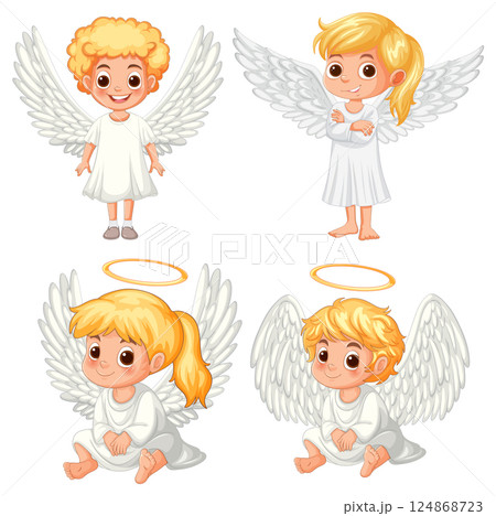 Cute Angelic Children with Wings 124868723