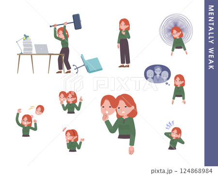 精神的に弱っている赤髪女性のセット 精神的に弱っている赤髪女性のセット 124868984