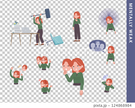 精神的に弱っている赤髪女性のセット 精神的に弱っている赤髪女性のセット 124868984