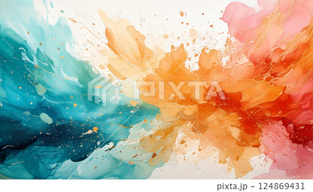 カラフル　生成AI　水彩　背景 124869431
