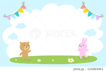 An illustration with bear and rabbit characters An illustration with bear and rabbit characters 124869461