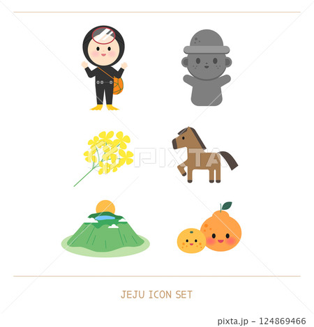 Jeju Island Icon Illustration Set Jeju Island Icon Illustration Set 124869466