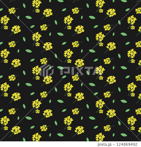 Black background and Yellow flower pattern Black background and Yellow flower pattern 124869492