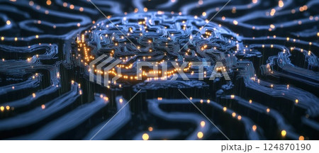 Abstract glowing brain neural network. 124870190