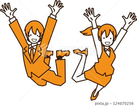 手を広げてジャンプするビジネスマン・会社員・新入社員 124870256