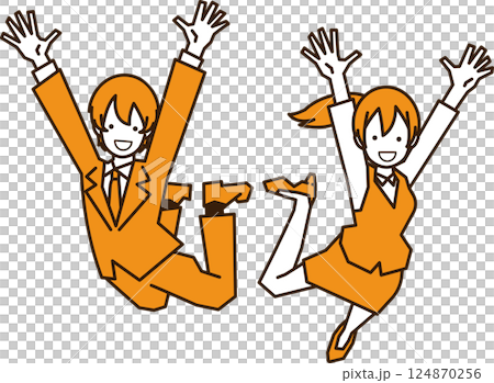 手を広げてジャンプするビジネスマン・会社員・新入社員 124870256