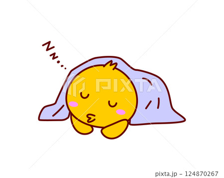 お昼寝するひよこ 124870267