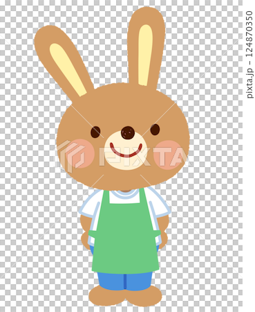 可愛兔子人物圍裙職員 124870350