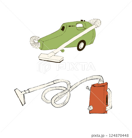 昭和レトロな掃除機のイラストセット 昭和レトロな掃除機のイラストセット 124870448