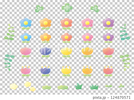 Various kinds of flowers, tulips and grass pastel Various kinds of flowers, tulips and grass pastel 124870571