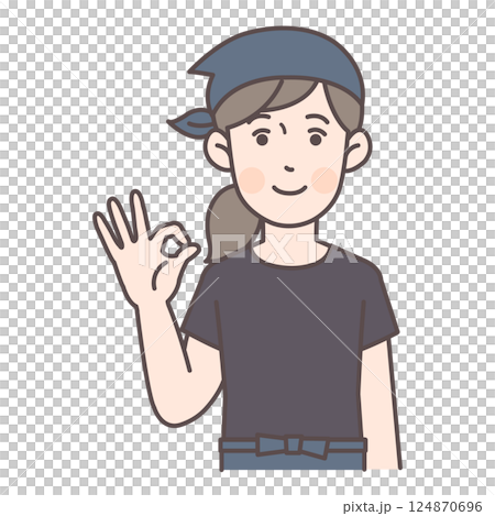 女餐廳工作人員打出「OK」手勢 124870696