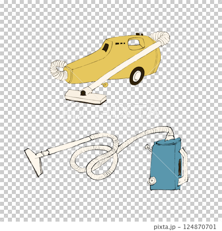 Showa retro vacuum cleaner illustration set Showa retro vacuum cleaner illustration set 124870701