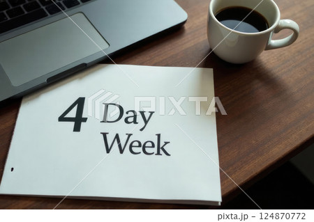 AI generated The concept of 4 day working week writing in notepad 124870772