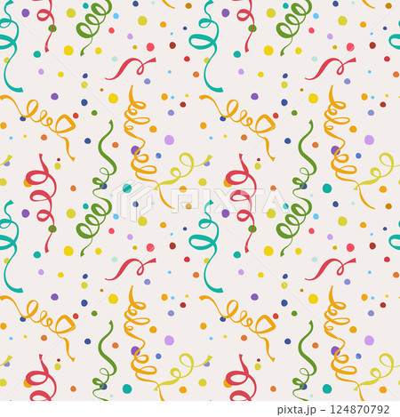Seamless pattern of colorful confetti on beige background. 124870792