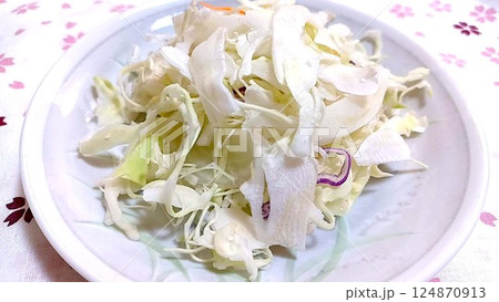 千切りキャベツの芯の部分(葉脈の硬い部分) 千切りキャベツの芯の部分(葉脈の硬い部分) 124870913